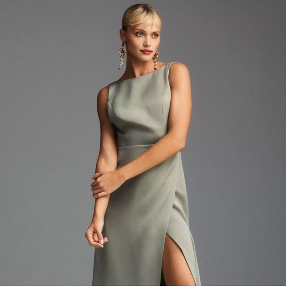 BHLDN Alice High-Neck Satin Maxi Dress Size Medium